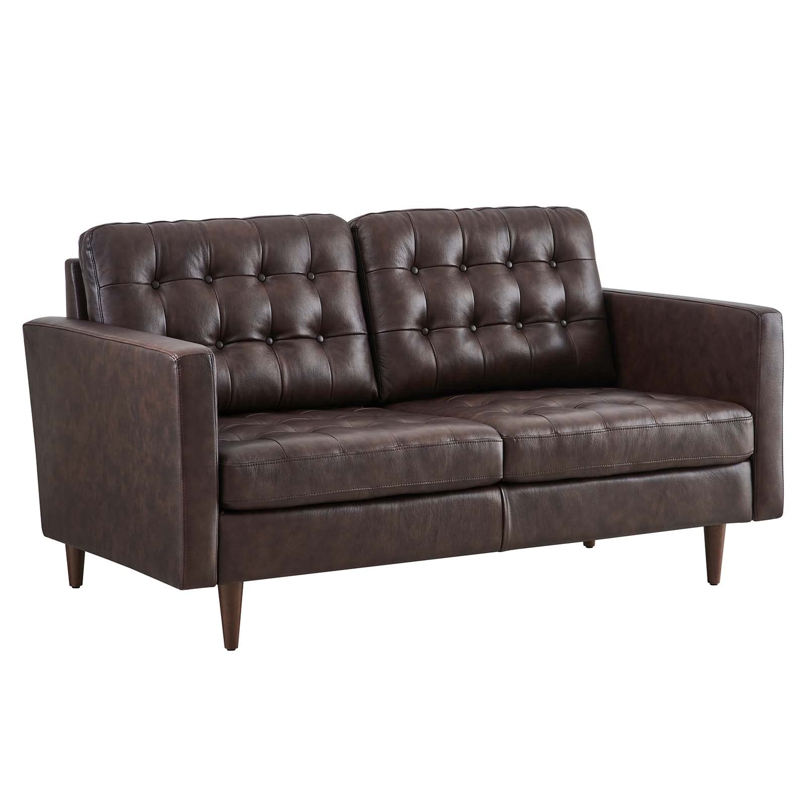 Modway Exalt Leather Tufted Loveseat In Brown